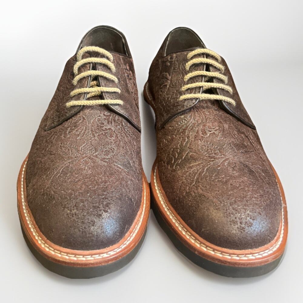 Tallia Men's Shoe Frederico Sz. 8.5 Brown Designer Leather Embossed Oxford Dress